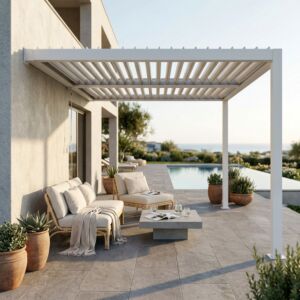 Pergola bioclimatica 3 × 2,5 m addossata