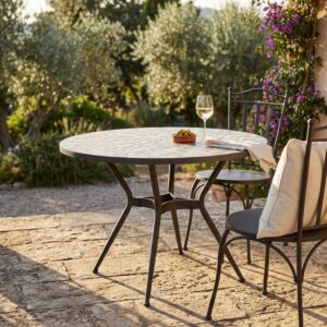 Tavolo da giardino rotondo ZEFIRO Ø 110 con piano in ceramica