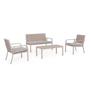 BIZZOTTO set lounge da giardino Sarita tortora 4 pezzi con cuscini