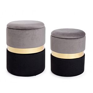BIZZOTTO SET2 POUF CONT.POLINA GRIGIO-NERO