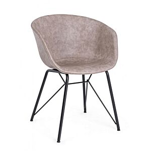 BIZZOTTO Sedia da pranzo WARHOL nera - PU beige vintage