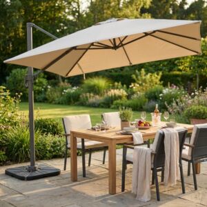 Ombrellone da giardino MERCURY 3 x 4 nero con telo beige