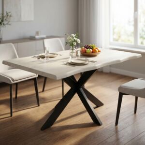 Tavolo FLOYD – bianco effetto legno, struttura nera | Mobalia
