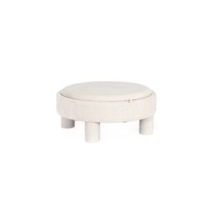 BIZZOTTO pouf rotondo TALYA con vassoio bianco