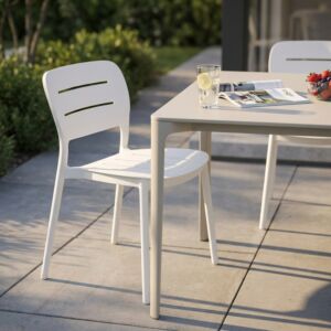 Sedia da giardino GISELLE senza braccioli – bianca