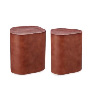 BIZZOTTO set di due tavolini ausiliari rotondi JASLEEN terracotta