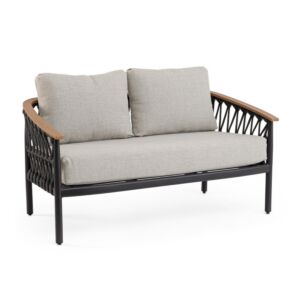 Divano da giardino BIZZOTTO a due posti FENIX antracite YK13 con cuscini