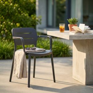Sedia da giardino GISELLE con braccioli – antracite