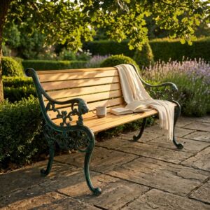 Panchina da giardino LION in ghisa e legno – marrone / antracite