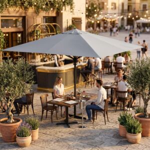 Ombrellone da giardino DENEB 5 × 5 m – grigio chiaro, struttura nera