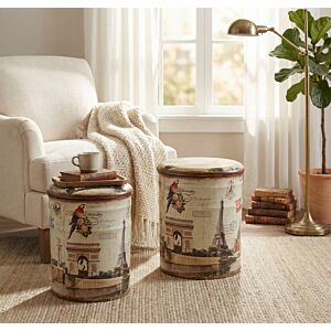 SET DI 2 POUF CONTENITORE TONDO PARIGI