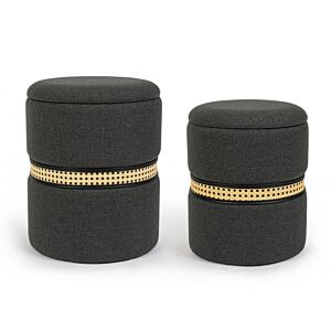 BIZZOTTO SET2 POUF CONTENITORE KARINA CARBON