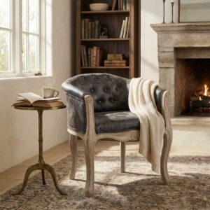 POLTRONA COREEN IN ECOPELLE VINTAGE GRIGIO