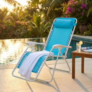 SDRAIO COMFORT CON STRUTTURA BIANCA E TEXTILENE AZZURRO