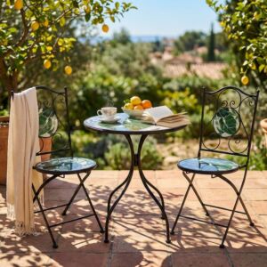 Set da giardino TELLUS – 2 sedie e tavolo rotondo Ø 60