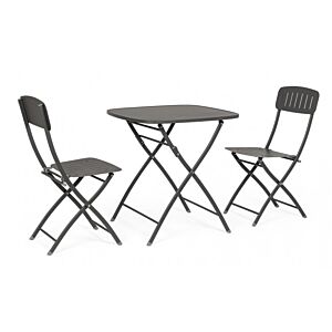 BIZZOTTO Set bistrot pieghevole 3 pezzi YVONNE antracite – metallo