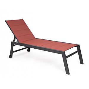 BIZZOTTO Lettino da giardino con ruote HILDE antracite/rosso LH32