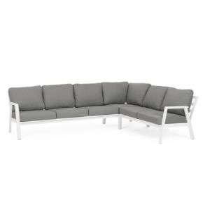 BIZZOTTO set da giardino angolare con cuscini FLAMINIO bianco