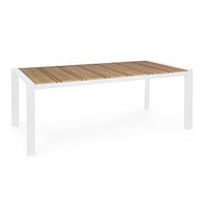 BIZZOTTO Tavolo da giardino ELIAS 198x100 bianco con piano in polywood marrone