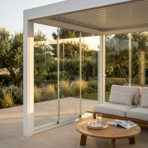 Parete laterale in vetro per pergola bioclimatica 3 m 
