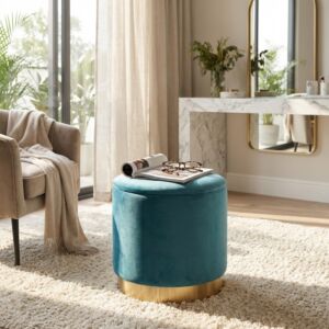 POUF CONTENITORE ROTONDO IN VELLUTO VERDE
