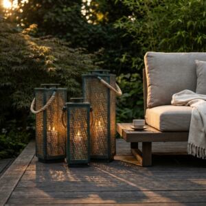 SET DI 3 LANTERNE IN METALLO DAHLIA