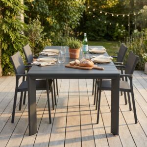 Tavolo da giardino allungabile BROOKLYN 200/250×100 – antracite – Mobalia