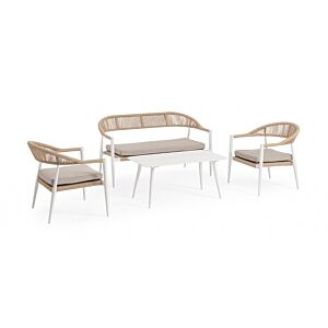 BIZZOTTO Set salotto da giardino SET4 JANDIA BIANCO/BEIGE con cuscini