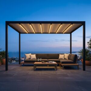 Pergola con tetto retrattile motorizzato 3×3 m con illuminazione a LED