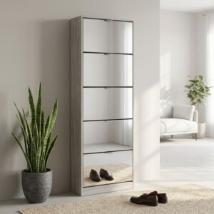 Scarpiera SUSIE grigio chiaro con specchio (5 ante) 60×24×180 cm