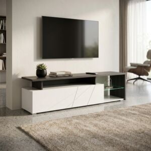 11008822 PORTATV ARCTIC BIANCO, LEGNO NERO E BIANCO GLOSS