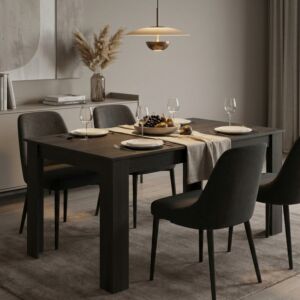 Tavolo allungabile EMMET in antracite con piano in melaminico effetto legno