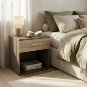 COMODINO NIGHTSTAND GRIGIO E OLMO