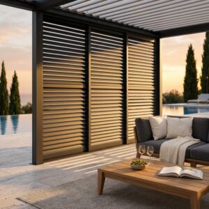 LATERALE SCORREVOLE CON LAMELLE PER LATO DA 4 M PERGOLA BIOCLIMATICA