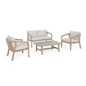 BIZZOTTO set da giardino KALIMERA Timber 4 pezzi con cuscini