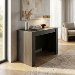 Tavolo consolle allungabile DAVE antracite effetto legno 50/100/150/200/250/300 × 90