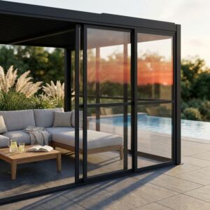 Chiusura laterale in policarbonato per pergola bioclimatica – lato 3 m – grigio scuro