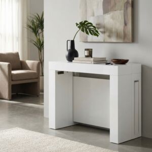 Consolle tavolo allungabile DARIUS – bianco effetto legno | Mobalia 45/96/147/198/249/300 X 90