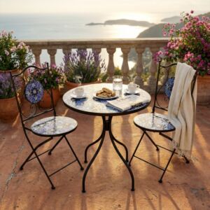 Set da giardino NOX – 2 sedie e tavolo rotondo Ø 60