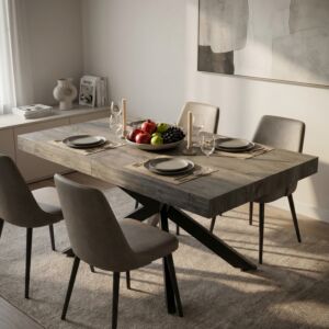 TAVOLO ALLUNGABILE DARREN ANTRACITE EFFETTO LEGNO STRUTTURA NERA 160/240 X 90