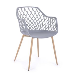 BIZZOTTO sedia da giardino con braccioli OPTIK grigia