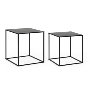 BIZZOTTO Set 2 tavolini ALRIK quadrati neri