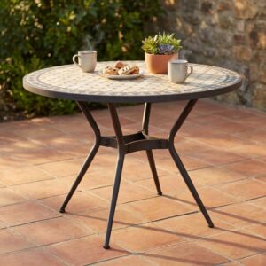 Tavolo da giardino rotondo DIONISIO Ø 110 con piano in ceramica