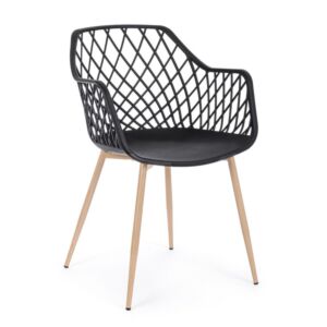 BIZZOTTO sedia da giardino con braccioli OPTIK nera 0733413