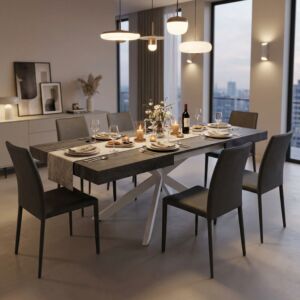 Tavolo allungabile DARREN antracite effetto legno 160/240 × 90