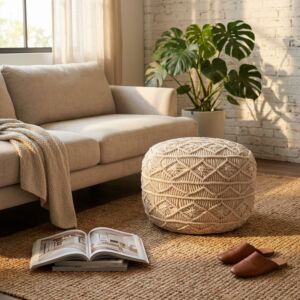 Pouf decorativo BENGASI bianco
