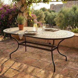 Tavolo da giardino ovale DEDALO 200 × 100 con piano in ceramica