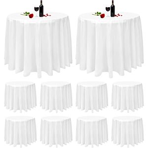 Tovaglia rotonda 213 cm – monouso, plastica bianca – Mobalia