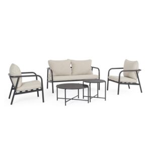 BIZZOTTO set da giardino 5 pezzi OSTUNI antracite con cuscini