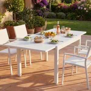 Tavolo da giardino allungabile HAWAII 75/150 × 77 bianco